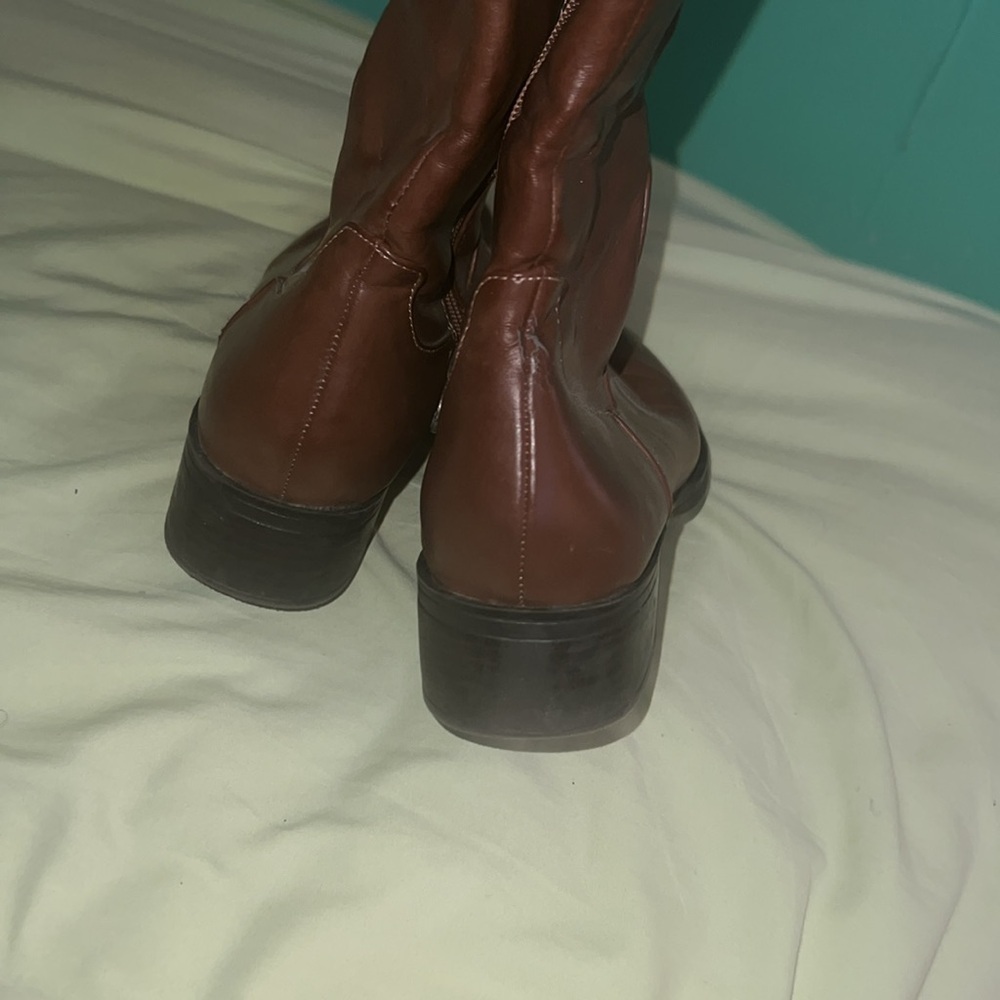 Etienne Aigner brown leather tall riding boots - Picture 15 of 16